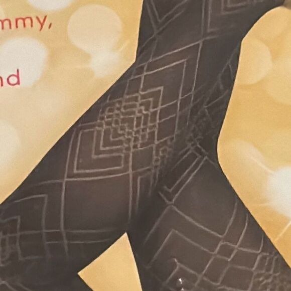 Star Power By Spanx Size B Diamond Pattern Shaping Tights Black Semi Sheer New - Picture 3 of 8